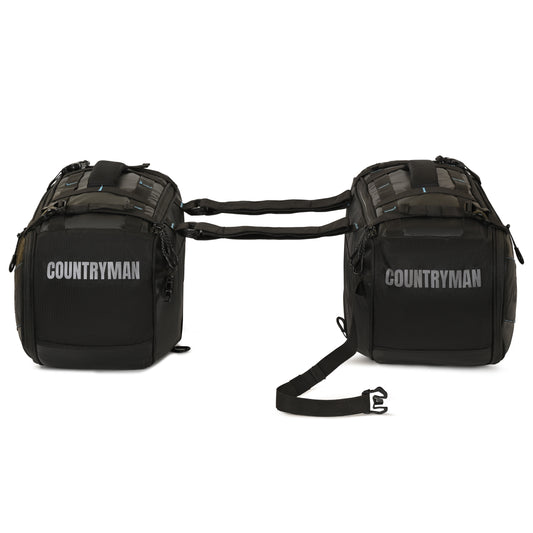 Mounted image: "Sports saddle bag mounted on adventure motorcycle"