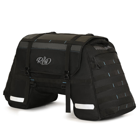 Detail image: "Medium capacity motorcycle tail bag with reflective strips"