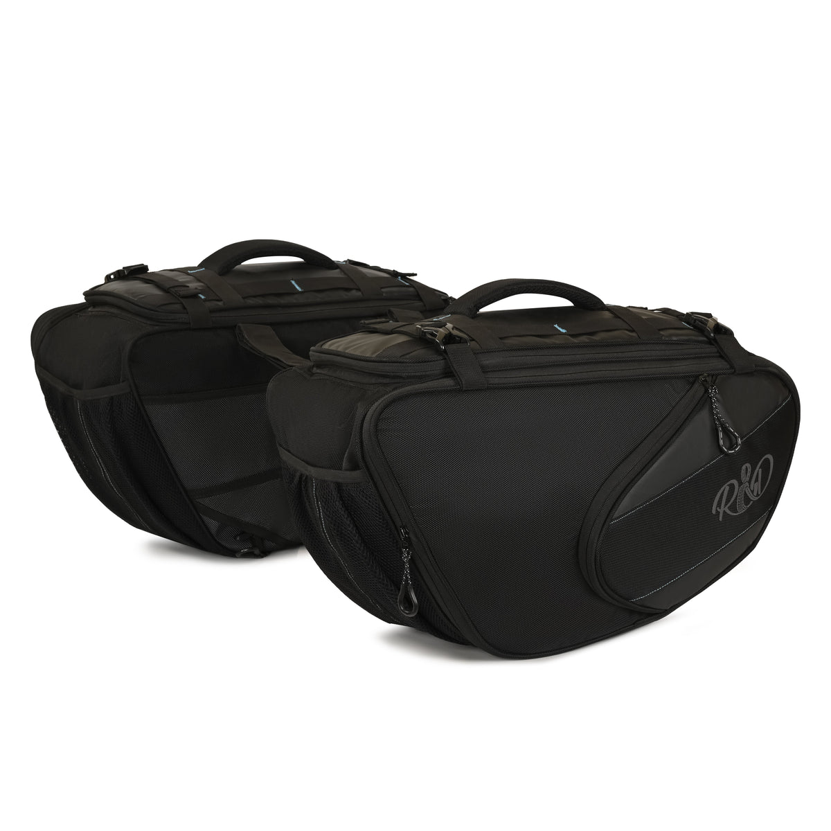 Motorcycle saddle bags mounted on a bike